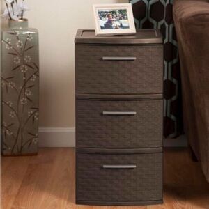 Brown Woven 3-Drawer Storage Unit